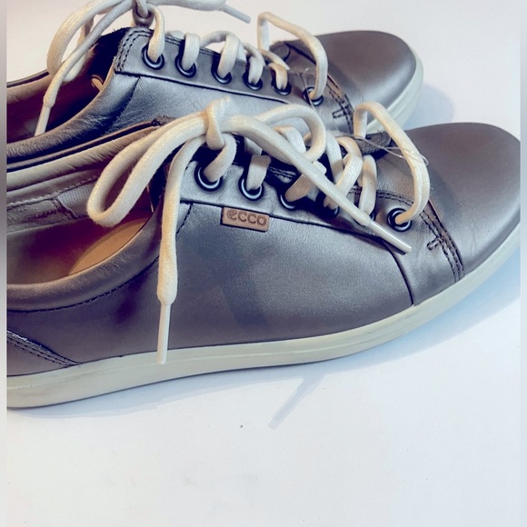 Ecco Mens Sz 9 Gray Leather Lace Up Casual Sneaker Shoes - Picture 7 of 7